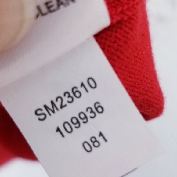 Cable & Gauge Red Pointelle Knit Ribbed Button Front Cardigan Sweater - Small - Picture 7 of 7